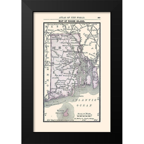 Rhode Island - Alden 1886 Black Modern Wood Framed Art Print by Alden