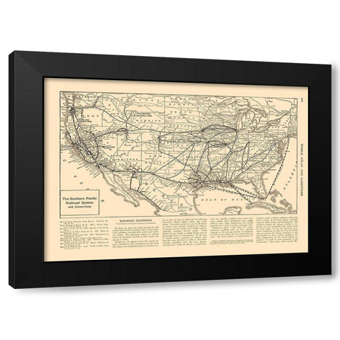 Southern Pacific Railroad - Reynold 1921 Black Modern Wood Framed Art Print by Reynold