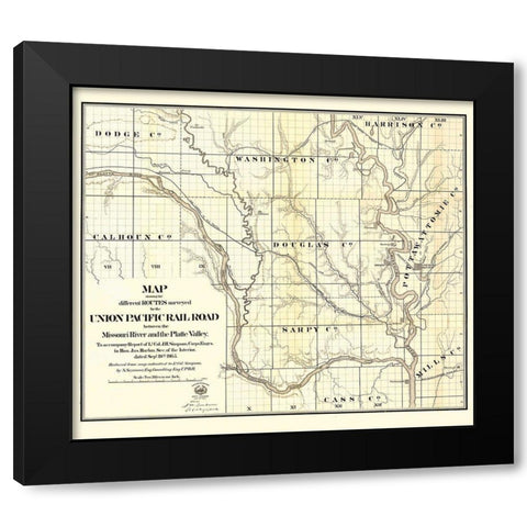 Union Pacific, Missouri River, Platte Valley - Black Modern Wood Framed Art Print with Double Matting by Unknown