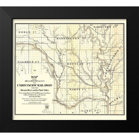 Union Pacific, Missouri River, Platte Valley - Black Modern Wood Framed Art Print by Unknown