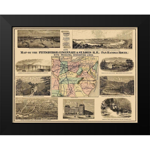 Pittsburgh, Cincinnati and St. Louis RR - 1876 Black Modern Wood Framed Art Print by Unknown