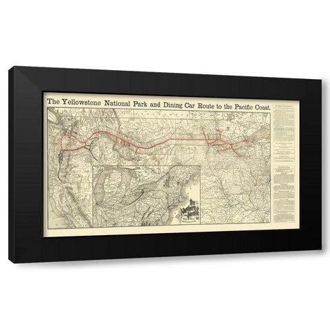 Northern Pacific Railroad, Yellowstone Route 1897 Black Modern Wood Framed Art Print by Rand McNally
