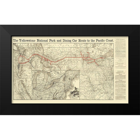 Northern Pacific Railroad, Yellowstone Route 1897 Black Modern Wood Framed Art Print by Rand McNally