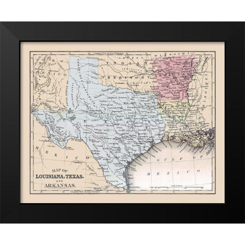 Louisiana, Texas, Arkansas - Mitchell 1877 Black Modern Wood Framed Art Print by Mitchell