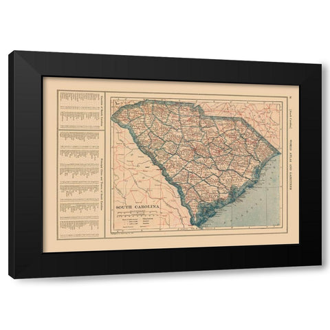 South Carolina - Reynold 1921 Black Modern Wood Framed Art Print by Reynold