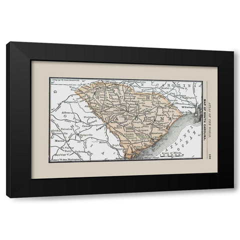 South Carolina - Alden 1886 Black Modern Wood Framed Art Print with Double Matting by Alden