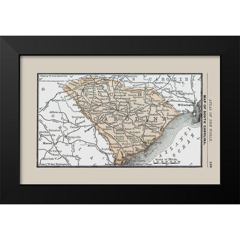 South Carolina - Alden 1886 Black Modern Wood Framed Art Print by Alden