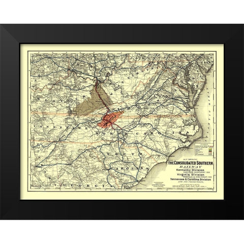 Consolidated Southern Railway - Colton 1883 Black Modern Wood Framed Art Print by Colton