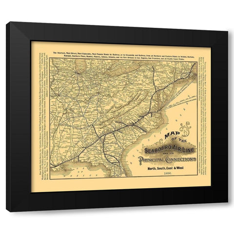 Seaboard Air Line Railroad - Rand McNally 1896 Black Modern Wood Framed Art Print with Double Matting by Rand McNally