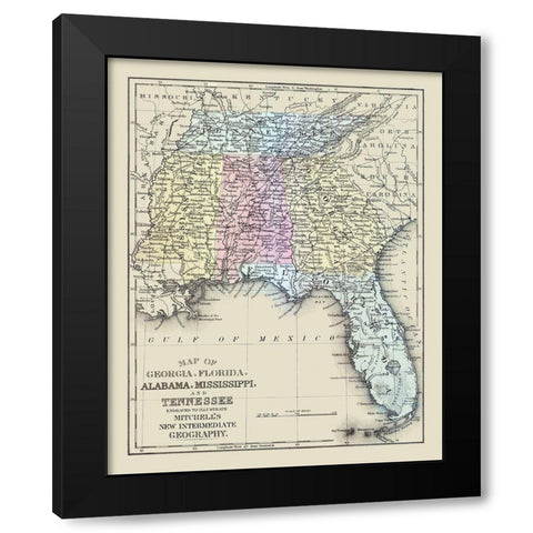 South Eastern United States - Mitchell 1877 Black Modern Wood Framed Art Print with Double Matting by Mitchell