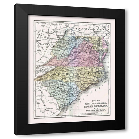 South Eastern United States - Mitchell 1877 Black Modern Wood Framed Art Print with Double Matting by Mitchell