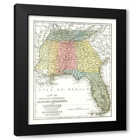 South East Coast - Mitchell 1869 Black Modern Wood Framed Art Print with Double Matting by Mitchell