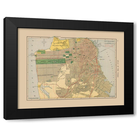 San Francisco California - Hammond 1910 Black Modern Wood Framed Art Print with Double Matting by Hammond