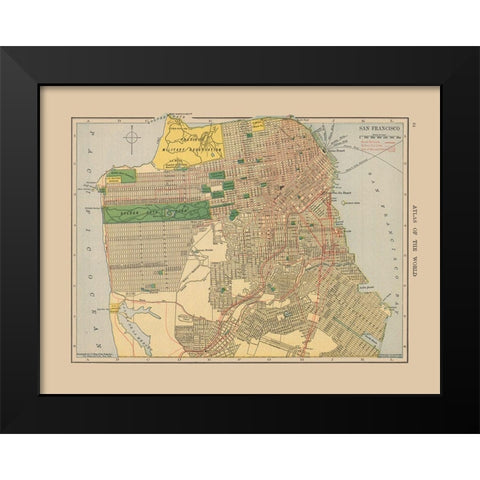 San Francisco California - Hammond 1910 Black Modern Wood Framed Art Print by Hammond
