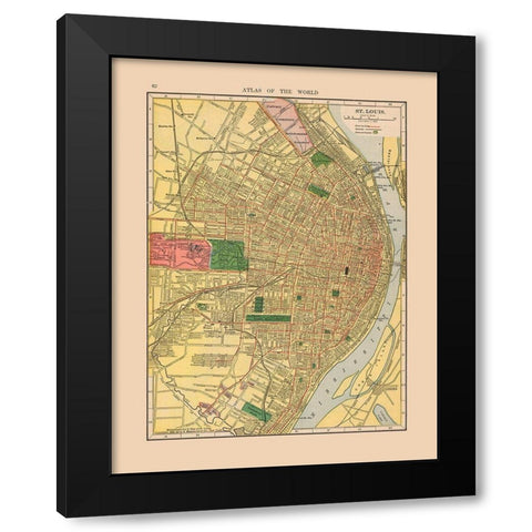 Saint Louis Missouri - Hammond 1910 Black Modern Wood Framed Art Print with Double Matting by Hammond