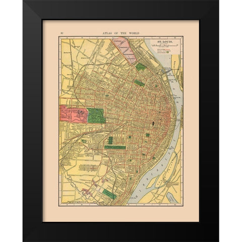 Saint Louis Missouri - Hammond 1910 Black Modern Wood Framed Art Print by Hammond