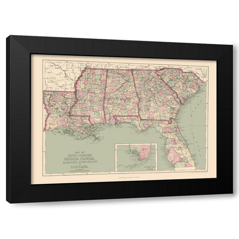 United States Southeastern - Williams 1873 Black Modern Wood Framed Art Print by Williams