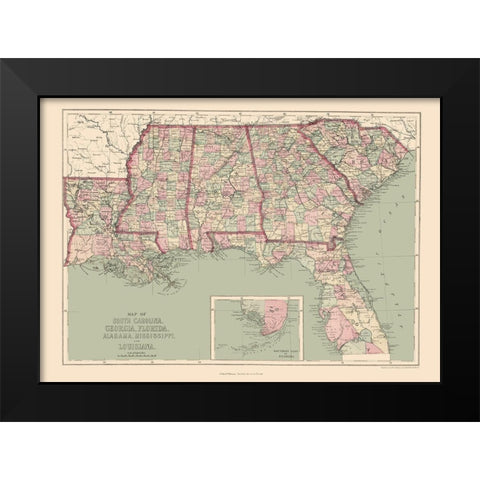 United States Southeastern - Williams 1873 Black Modern Wood Framed Art Print by Williams