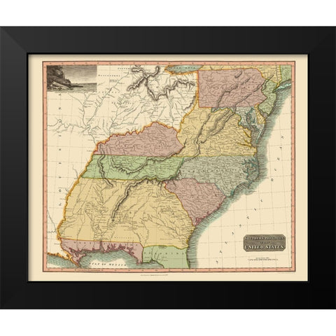 Southeastern United States - Thomson 1817 Black Modern Wood Framed Art Print by Thomson