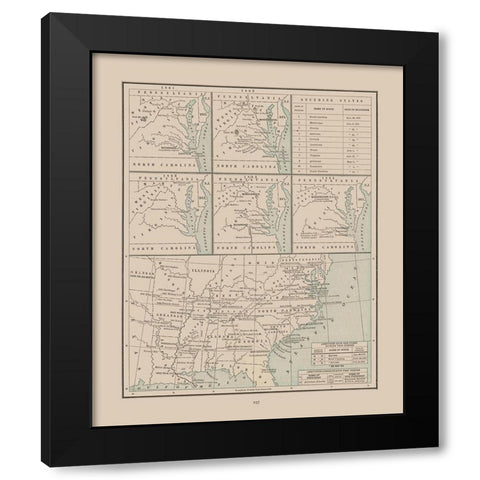 Seceding States 1860-1865 - Cram 1892 Black Modern Wood Framed Art Print by Cram