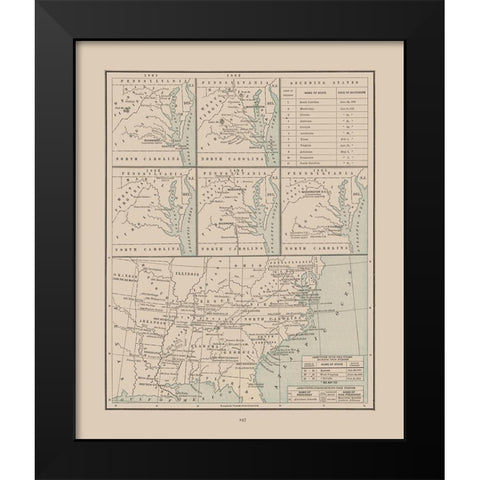 Seceding States 1860-1865 - Cram 1892 Black Modern Wood Framed Art Print by Cram