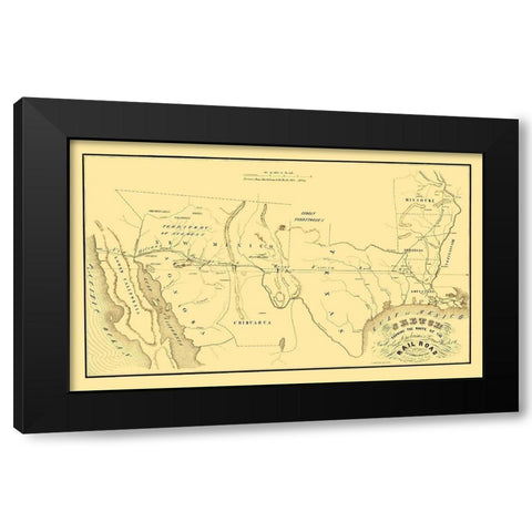 New Orleans, Opelousas and Great Western 1853 Black Modern Wood Framed Art Print with Double Matting by Theuret