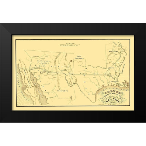 New Orleans, Opelousas and Great Western 1853 Black Modern Wood Framed Art Print by Theuret
