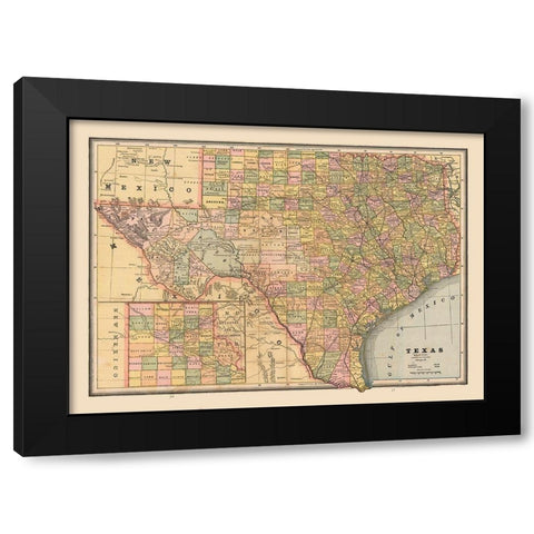 Texas, United States - Cram 1888 Black Modern Wood Framed Art Print by Cram