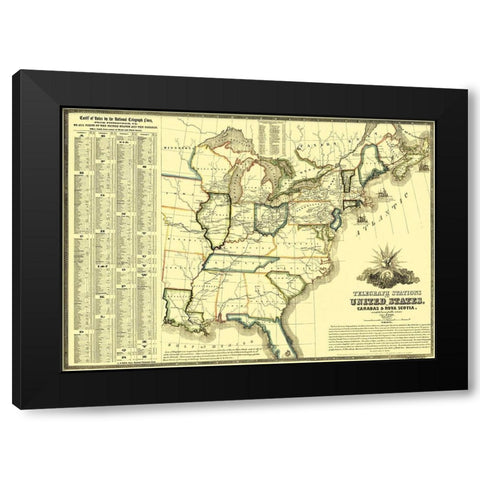 Telegraph Stations United States Canada - Barr Black Modern Wood Framed Art Print by Barr