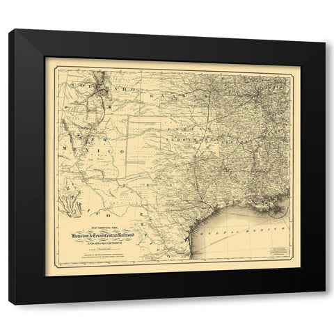 Houston and Texas Central Railroad - Colton 1867 Black Modern Wood Framed Art Print by Colton