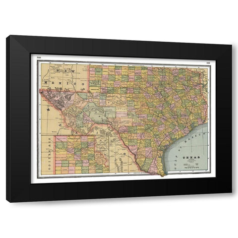 Texas - Johnson 1888 Black Modern Wood Framed Art Print with Double Matting by Johnson