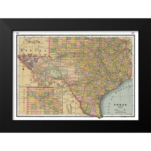 Texas - Johnson 1888 Black Modern Wood Framed Art Print by Johnson