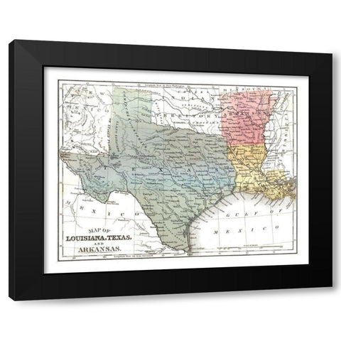 Louisiana, Texas, Arkansas - Mitchell 1869 Black Modern Wood Framed Art Print with Double Matting by Mitchell