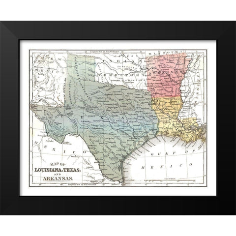 Louisiana, Texas, Arkansas - Mitchell 1869 Black Modern Wood Framed Art Print by Mitchell