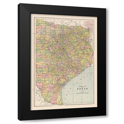 Eastern Texas - Cram 1892 Black Modern Wood Framed Art Print with Double Matting by Cram