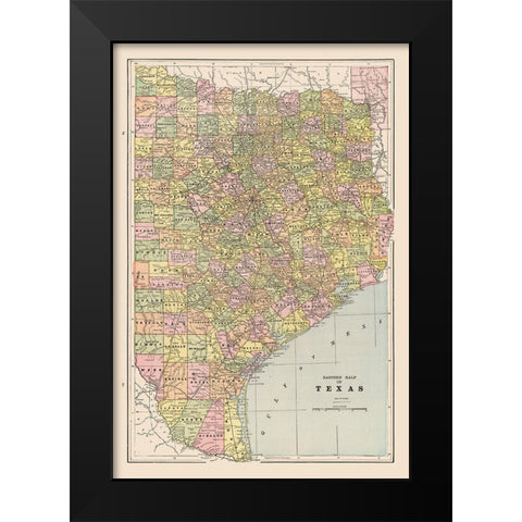 Eastern Texas - Cram 1892 Black Modern Wood Framed Art Print by Cram