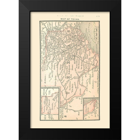 Texas - Alden 1886 Black Modern Wood Framed Art Print by Alden
