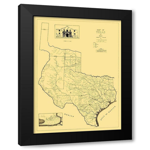 Texas - Freeman 1836 Black Modern Wood Framed Art Print with Double Matting by Freeman