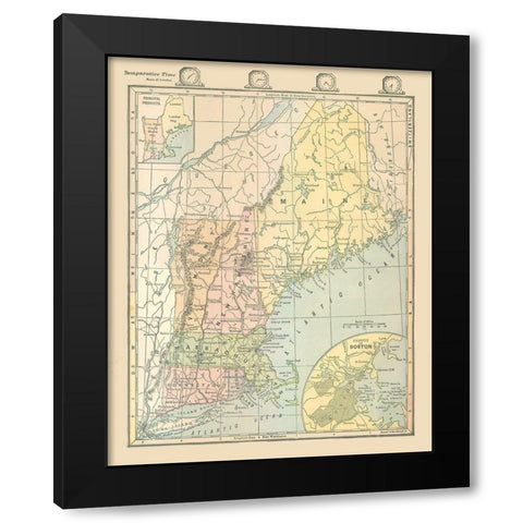 Northeast United States - Monteith 1882 Black Modern Wood Framed Art Print by Monteith