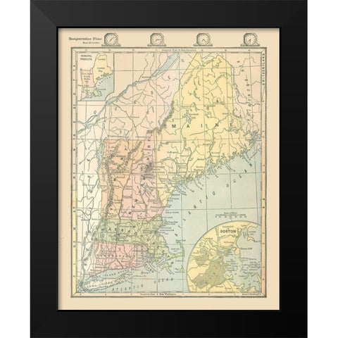 Northeast United States - Monteith 1882 Black Modern Wood Framed Art Print by Monteith