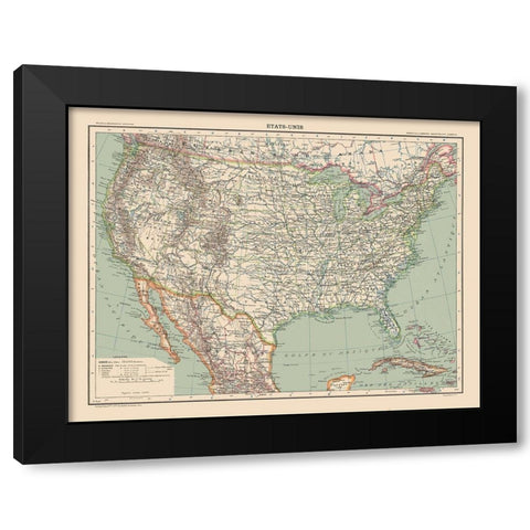 United States - Schrader 1908 Black Modern Wood Framed Art Print by Schrader