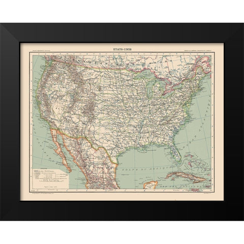 United States - Schrader 1908 Black Modern Wood Framed Art Print by Schrader