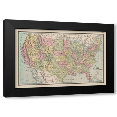 United States - Johnson 1888 Black Modern Wood Framed Art Print with Double Matting by Johnson