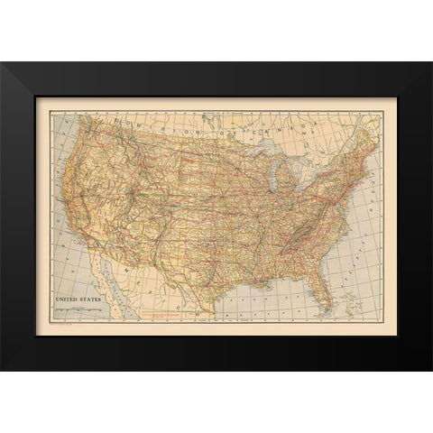 United States - Reynold 1921 Black Modern Wood Framed Art Print by Reynold
