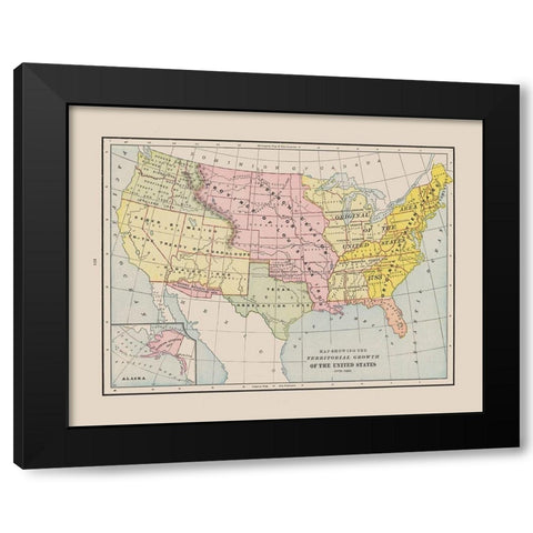 Territorial Growth - Cram 1892 Black Modern Wood Framed Art Print by Cram
