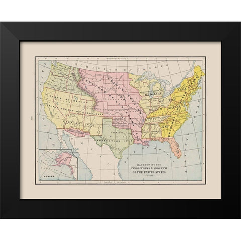 Territorial Growth - Cram 1892 Black Modern Wood Framed Art Print by Cram