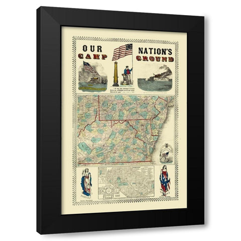 Pennsylvania, Virginia Campgrounds - Ensign Black Modern Wood Framed Art Print by Ensign