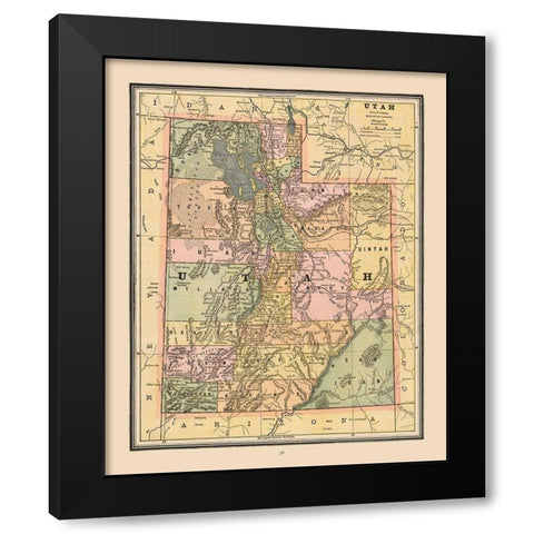 Utah, United States - Cram 1888 Black Modern Wood Framed Art Print with Double Matting by Cram