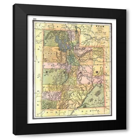 Utah - Johnson 1888 Black Modern Wood Framed Art Print with Double Matting by Johnson