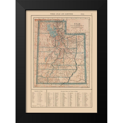Utah - Reynold 1921 Black Modern Wood Framed Art Print by Reynolds